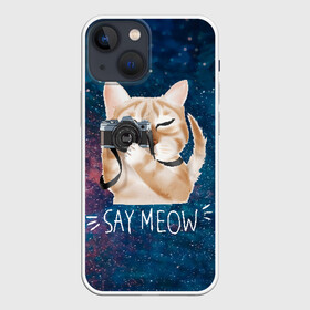 Чехол для iPhone 13 mini с принтом Say Meow в Санкт-Петербурге,  |  | meow | кот | котенок | котик | котики | котятка | кошка | мяу | скажи мяу | фотоаппарат | фотограф