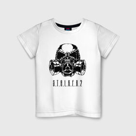 Детская футболка хлопок с принтом S.T.A.L.K.E.R. 2 в Санкт-Петербурге, 100% хлопок | круглый вырез горловины, полуприлегающий силуэт, длина до линии бедер | bandit | chernobyl | logo | pripyat | s.t.a.l.k.e.r. 2 | shadow of chernobyl | stalker | stalker 2 | бандиты | лого | меченый | припять | сталкер | сталкер 2 | тени чернобыля | чернобыль | чистое небо