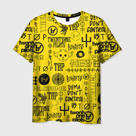 Мужская футболка 3D с принтом TWENTY ONE PILOTS в Санкт-Петербурге, 100% полиэфир | прямой крой, круглый вырез горловины, длина до линии бедер | 21 pilots | 21p | bandito | blurryface | chlorine | joshua | ned | top | trench | twenty one pilots | tyler | бандито | нэд | тренч