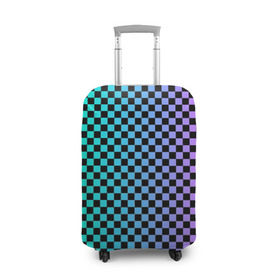 Чехол для чемодана 3D с принтом Checkerboard Color  в Санкт-Петербурге, 86% полиэфир, 14% спандекс | двустороннее нанесение принта, прорези для ручек и колес | checkerboard | gradient | бойчик | в клетку | в клеточку | градиент | клетка | музыка | орнамент | френдзона | шахматная доска | шашки