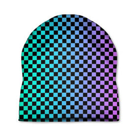 Шапка 3D с принтом Checkerboard Color в Санкт-Петербурге, 100% полиэстер | универсальный размер, печать по всей поверхности изделия | checkerboard | gradient | бойчик | в клетку | в клеточку | градиент | клетка | музыка | орнамент | френдзона | шахматная доска | шашки