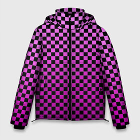 Мужская зимняя куртка 3D с принтом Checkerboard Color в Санкт-Петербурге, верх — 100% полиэстер; подкладка — 100% полиэстер; утеплитель — 100% полиэстер | длина ниже бедра, свободный силуэт Оверсайз. Есть воротник-стойка, отстегивающийся капюшон и ветрозащитная планка. 

Боковые карманы с листочкой на кнопках и внутренний карман на молнии. | checkerboard | gradient | бойчик | в клетку | в клеточку | градиент | клетка | музыка | орнамент | френдзона | шахматная доска | шашки