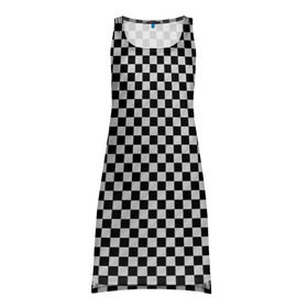 Платье-майка 3D с принтом Checkerboard Color в Санкт-Петербурге, 100% полиэстер | полуприлегающий силуэт, широкие бретели, круглый вырез горловины, удлиненный подол сзади. | checkerboard | gradient | бойчик | в клетку | в клеточку | градиент | клетка | музыка | орнамент | френдзона | шахматная доска | шашки