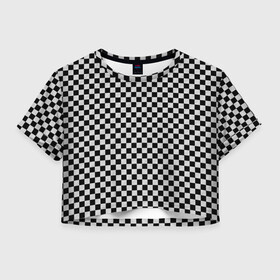 Женская футболка Crop-top 3D с принтом Checkerboard Color  в Санкт-Петербурге, 100% полиэстер | круглая горловина, длина футболки до линии талии, рукава с отворотами | checkerboard | gradient | бойчик | в клетку | в клеточку | градиент | клетка | музыка | орнамент | френдзона | шахматная доска | шашки