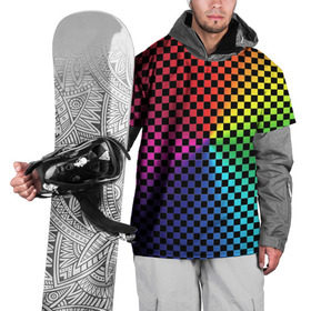 Накидка на куртку 3D с принтом Checkerboard Color  в Санкт-Петербурге, 100% полиэстер |  | Тематика изображения на принте: checkerboard | gradient | бойчик | в клетку | в клеточку | градиент | клетка | музыка | орнамент | френдзона | шахматная доска | шашки