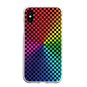 Чехол для iPhone XS Max матовый с принтом Checkerboard Color в Санкт-Петербурге, Силикон | Область печати: задняя сторона чехла, без боковых панелей | checkerboard | gradient | бойчик | в клетку | в клеточку | градиент | клетка | музыка | орнамент | френдзона | шахматная доска | шашки