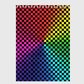 Скетчбук с принтом Checkerboard Color в Санкт-Петербурге, 100% бумага
 | 48 листов, плотность листов — 100 г/м2, плотность картонной обложки — 250 г/м2. Листы скреплены сверху удобной пружинной спиралью | Тематика изображения на принте: checkerboard | gradient | бойчик | в клетку | в клеточку | градиент | клетка | музыка | орнамент | френдзона | шахматная доска | шашки