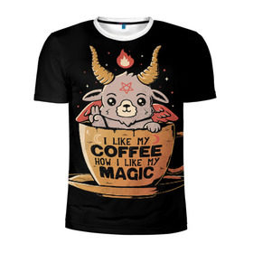 Мужская футболка 3D спортивная с принтом How I Like My Coffee в Санкт-Петербурге, 100% полиэстер с улучшенными характеристиками | приталенный силуэт, круглая горловина, широкие плечи, сужается к линии бедра | coffee | diy | espresso | how | like | lol | my | как | кофе | лол | мой | монстрик | рога | сделай сам | сказка | эспрессо