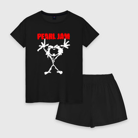 Женская пижама с шортиками хлопок с принтом Pearl Jam в Санкт-Петербурге, 100% хлопок | футболка прямого кроя, шорты свободные с широкой мягкой резинкой | альтернативный рок | американская | гранж | группа | майк маккриди | рок | стоун госсард | хард рок | эдди веддер