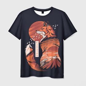Мужская футболка 3D с принтом Японская Лиса в Санкт-Петербурге, 100% полиэфир | прямой крой, круглый вырез горловины, длина до линии бедер | cute | fox | foxes | japan | japanese | kitsune | miyagi | tokyo | village | деревня | кицунэ | лиса | лисы | милый | мияги | токио | япония | японский