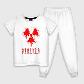 Детская пижама хлопок с принтом S.T.A.L.K.E.R. 2 в Санкт-Петербурге, 100% хлопок |  брюки и футболка прямого кроя, без карманов, на брюках мягкая резинка на поясе и по низу штанин
 | bandit | chernobyl | pripyat | s.t.a.l.k.e.r. 2 | shadow of chernobyl | stalker | stalker 2 | бандиты | меченый | припять | сталкер | сталкер 2 | тени чернобыля | чернобыль | чистое небо