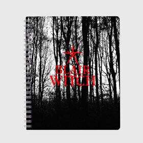 Тетрадь с принтом BLAIR WITCH в Санкт-Петербурге, 100% бумага | 48 листов, плотность листов — 60 г/м2, плотность картонной обложки — 250 г/м2. Листы скреплены сбоку удобной пружинной спиралью. Уголки страниц и обложки скругленные. Цвет линий — светло-серый
 | Тематика изображения на принте: blair witch | blair witch 2019 | blair witch игра | blairs witch | блэр | ведьмы | ведьмы из блэр