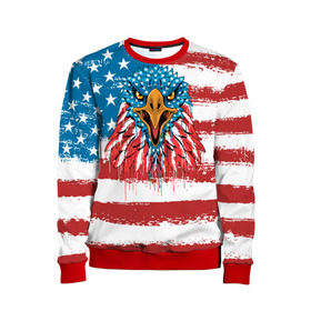 Детский свитшот 3D с принтом American Eagle в Санкт-Петербурге, 100% полиэстер | свободная посадка, прямой крой, мягкая тканевая резинка на рукавах и понизу свитшота | america | amerika | bird | eagle | flag | usa | америка | американский | орел | птица | соединенные | сша | флаг | штаты