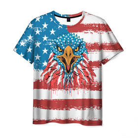 Мужская футболка 3D с принтом American Eagle в Санкт-Петербурге, 100% полиэфир | прямой крой, круглый вырез горловины, длина до линии бедер | america | amerika | bird | eagle | flag | usa | америка | американский | орел | птица | соединенные | сша | флаг | штаты