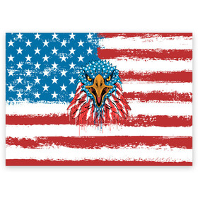 Поздравительная открытка с принтом American Eagle в Санкт-Петербурге, 100% бумага | плотность бумаги 280 г/м2, матовая, на обратной стороне линовка и место для марки
 | Тематика изображения на принте: america | amerika | bird | eagle | flag | usa | америка | американский | орел | птица | соединенные | сша | флаг | штаты