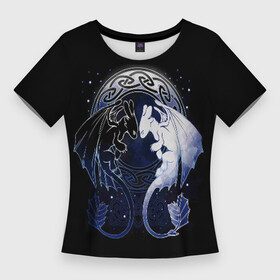 Женская футболка 3D Slim с принтом Как приручить дракона в Санкт-Петербурге,  |  | dragon | how | to train | your | астрид | беззубик | викинги | всадник | гриммель | дневная | дракон | иккинг | как | ночная | олух | приручить | фурия | фэнтези