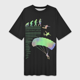 Платье-футболка 3D с принтом Skydiver evolution в Санкт-Петербурге,  |  | good morning | jump | motivation | skydiver | skydiving | sport | зож | мотивация | парашютист | парашютный спорт | прыжки с парашютом | спорт | успех | утро