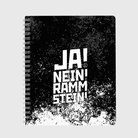 Тетрадь с принтом RAMMSTEIN в Санкт-Петербурге, 100% бумага | 48 листов, плотность листов — 60 г/м2, плотность картонной обложки — 250 г/м2. Листы скреплены сбоку удобной пружинной спиралью. Уголки страниц и обложки скругленные. Цвет линий — светло-серый
 | rammstein | рамштайн