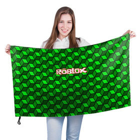 Флаг 3D с принтом ROBLOX в Санкт-Петербурге, 100% полиэстер | плотность ткани — 95 г/м2, размер — 67 х 109 см. Принт наносится с одной стороны | game | gamer | logo | minecraft | roblox | simulator | игра | конструктор | лого | симулятор | строительство | фигура