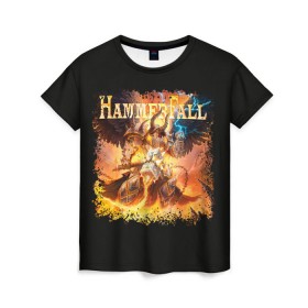Женская футболка 3D с принтом Hammerfall в Санкт-Петербурге, 100% полиэфир ( синтетическое хлопкоподобное полотно) | прямой крой, круглый вырез горловины, длина до линии бедер | Тематика изображения на принте: 