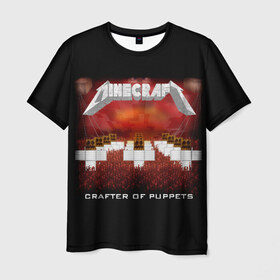 Мужская футболка 3D с принтом Minecraft в Санкт-Петербурге, 100% полиэфир | прямой крой, круглый вырез горловины, длина до линии бедер | game | metallica | minecraft | mojang ab | игра | инди | майнкрафт | металлика
