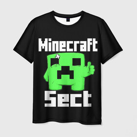 Мужская футболка 3D с принтом Minecraft в Санкт-Петербурге, 100% полиэфир | прямой крой, круглый вырез горловины, длина до линии бедер | game | metallica | minecraft | mojang ab | sect | игра | инди | майнкрафт | майнкрафт секта | металлика