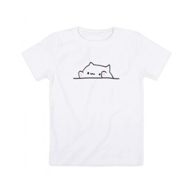 Детская футболка хлопок с принтом Милый котик в Санкт-Петербурге, 100% хлопок | круглый вырез горловины, полуприлегающий силуэт, длина до линии бедер | кот | котенок | котик | милый котик | рисунок