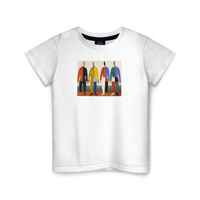 Детская футболка хлопок с принтом Казимир Малевич Крестьяне в Санкт-Петербурге, 100% хлопок | круглый вырез горловины, полуприлегающий силуэт, длина до линии бедер | живопись | искусство | картина | художники | шедевры