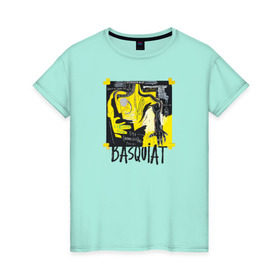 Женская футболка хлопок с принтом BASQUIAT ARTIST в Санкт-Петербурге, 100% хлопок | прямой крой, круглый вырез горловины, длина до линии бедер, слегка спущенное плечо | живопись | искусство | картина | художники | шедевры