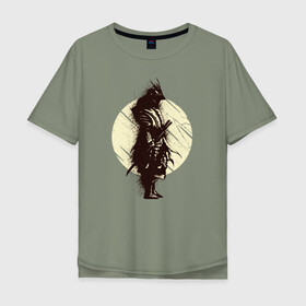 Мужская футболка хлопок Oversize с принтом Самурай в Санкт-Петербурге, 100% хлопок | свободный крой, круглый ворот, “спинка” длиннее передней части | japan | ninja | samurai | sekiro | катана | ниндзя | самураи | самурай | япония