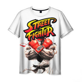 Мужская футболка 3D с принтом Street fighter в Санкт-Петербурге, 100% полиэфир | прямой крой, круглый вырез горловины, длина до линии бедер | Тематика изображения на принте: capcom | fighter | fighting | street | боец | суторито фаита | уличный | файтинг
