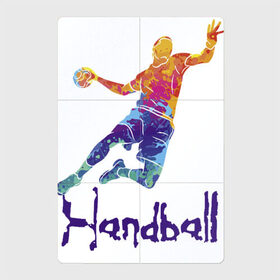 Магнитный плакат 2Х3 с принтом Handball в Санкт-Петербурге, Полимерный материал с магнитным слоем | 6 деталей размером 9*9 см | attack | ball | game | handball | jump | player | sport | sportsman | атака | игра | мяч | прыжок | спорт | спортмен