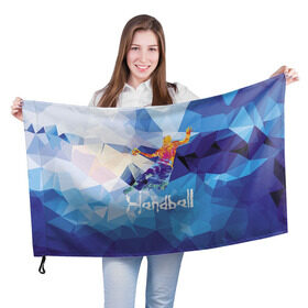Флаг 3D с принтом Handball в Санкт-Петербурге, 100% полиэстер | плотность ткани — 95 г/м2, размер — 67 х 109 см. Принт наносится с одной стороны | attack | ball | game | handball | jump | player | sport | sportsman | атака | игра | мяч | прыжок | спорт | спортмен