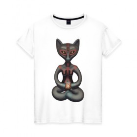 Женская футболка хлопок с принтом Медитация в Санкт-Петербурге, 100% хлопок | прямой крой, круглый вырез горловины, длина до линии бедер, слегка спущенное плечо | 