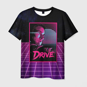Мужская футболка 3D с принтом Drive в Санкт-Петербурге, 100% полиэфир | прямой крой, круглый вырез горловины, длина до линии бедер | Тематика изображения на принте: drive | gosling | retrowave | гослинг | драйв
