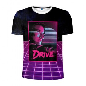 Мужская футболка 3D спортивная с принтом Drive в Санкт-Петербурге, 100% полиэстер с улучшенными характеристиками | приталенный силуэт, круглая горловина, широкие плечи, сужается к линии бедра | Тематика изображения на принте: drive | gosling | retrowave | гослинг | драйв