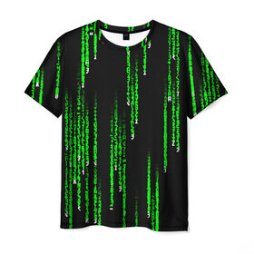 Мужская футболка 3D с принтом МАТРИЦА в Санкт-Петербурге, 100% полиэфир | прямой крой, круглый вырез горловины, длина до линии бедер | agent smith | hugo weaving | keanu reeves | the matrix | киану ривз | код | матрица | матрица 4 | нео | цифры