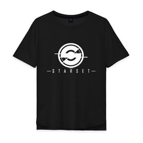 Мужская футболка хлопок Oversize с принтом Starset Logo в Санкт-Петербурге, 100% хлопок | свободный крой, круглый ворот, “спинка” длиннее передней части | logo | rock | starset | лого | рок | старсет