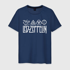 Мужская футболка хлопок с принтом Led Zeppelin в Санкт-Петербурге, 100% хлопок | прямой крой, круглый вырез горловины, длина до линии бедер, слегка спущенное плечо. | led | led zeppelin | lz | zoso | группа | джимми пейдж | джон генри бонэм | джон пол джонс | зосо | лед зепелен | лед зеппелин | ледзепелен | ледзеппелин | лз | метал | роберт плант | рок | тяжелый