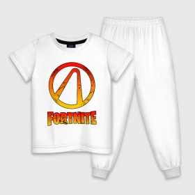 Детская пижама хлопок с принтом FORTNITE x BORDERLANDS в Санкт-Петербурге, 100% хлопок |  брюки и футболка прямого кроя, без карманов, на брюках мягкая резинка на поясе и по низу штанин
 | 