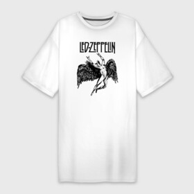 Платье-футболка хлопок с принтом Led Zeppelin в Санкт-Петербурге,  |  | led | led zeppelin | lz | zoso | группа | джимми пейдж | джон генри бонэм | джон пол джонс | зосо | лед зепелен | лед зеппелин | ледзепелен | ледзеппелин | лз | метал | роберт плант | рок | тяжелый