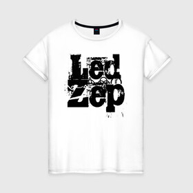 Женская футболка хлопок с принтом LedZep в Санкт-Петербурге, 100% хлопок | прямой крой, круглый вырез горловины, длина до линии бедер, слегка спущенное плечо | led | led zep | led zeppelin | ledzep | lz | zoso | группа | джимми пейдж | джон генри бонэм | джон пол джонс | зосо | лед зепелен | лед зеппелин | ледзепелен | ледзеппелин | роберт плант | рок