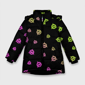 Зимняя куртка для девочек 3D с принтом BATTLETOADS 2019 в Санкт-Петербурге, ткань верха — 100% полиэстер; подклад — 100% полиэстер, утеплитель — 100% полиэстер. | длина ниже бедра, удлиненная спинка, воротник стойка и отстегивающийся капюшон. Есть боковые карманы с листочкой на кнопках, утяжки по низу изделия и внутренний карман на молнии. 

Предусмотрены светоотражающий принт на спинке, радужный светоотражающий элемент на пуллере молнии и на резинке для утяжки. | battle | battletoads | double | dragon | game | games | logo | nintendo | rare | retro | symbol | toads | батл | батлтодс | баттл | баттлтоадс | игра | игры | лого | логотип | нинтендо | ретро | символ | тоадс | тодс