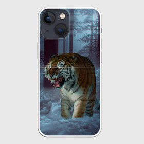 Чехол для iPhone 13 mini с принтом ТИГР В СУМЕРЕЧНОМ ЛЕСУ в Санкт-Петербурге,  |  | tiger | в лесу | дикая | кошка | лес | природа | тигр | тигренок | тигрица | тигры