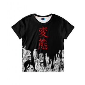Детская футболка 3D с принтом HENTAI (JAPAN 05) в Санкт-Петербурге, 100% гипоаллергенный полиэфир | прямой крой, круглый вырез горловины, длина до линии бедер, чуть спущенное плечо, ткань немного тянется | ahegao | anime | japan | manga | sempai | senpai | аниме | ахегао | лицо | манга | семпай | сенпай | япония