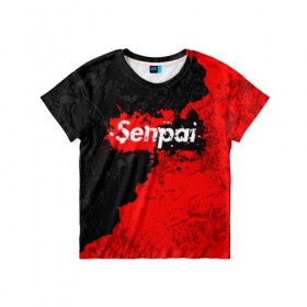 Детская футболка 3D с принтом SENPAI в Санкт-Петербурге, 100% гипоаллергенный полиэфир | прямой крой, круглый вырез горловины, длина до линии бедер, чуть спущенное плечо, ткань немного тянется | ahegao | anime | senpai | аниме | ахегао. | ахэгао | семпай | сенпаи