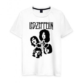 Мужская футболка хлопок с принтом Led Zeppelin в Санкт-Петербурге, 100% хлопок | прямой крой, круглый вырез горловины, длина до линии бедер, слегка спущенное плечо. | Тематика изображения на принте: led | led zep | led zeppelin | ledzep | lz | zoso | группа | джимми пейдж | джон генри бонэм | джон пол джонс | зосо | лед зепелен | лед зеппелин | ледзепелен | ледзеппелин | роберт плант | рок