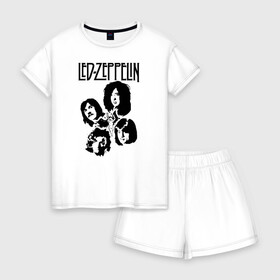 Женская пижама с шортиками хлопок с принтом Led Zeppelin в Санкт-Петербурге, 100% хлопок | футболка прямого кроя, шорты свободные с широкой мягкой резинкой | led | led zep | led zeppelin | ledzep | lz | zoso | группа | джимми пейдж | джон генри бонэм | джон пол джонс | зосо | лед зепелен | лед зеппелин | ледзепелен | ледзеппелин | роберт плант | рок