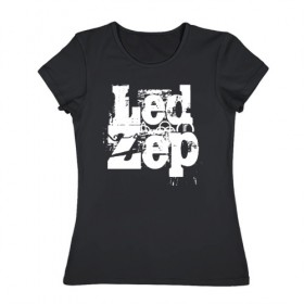 Женская футболка хлопок с принтом Led Zeppelin в Санкт-Петербурге, 100% хлопок | прямой крой, круглый вырез горловины, длина до линии бедер, слегка спущенное плечо | led | led zep | led zeppelin | ledzep | lz | zoso | группа | джимми пейдж | джон генри бонэм | джон пол джонс | зосо | лед зепелен | лед зеппелин | ледзепелен | ледзеппелин | роберт плант | рок