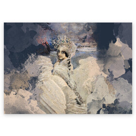 Поздравительная открытка с принтом Царевна лебедь в Санкт-Петербурге, 100% бумага | плотность бумаги 280 г/м2, матовая, на обратной стороне линовка и место для марки
 | живопись | искусство | картина | художники | шедевры